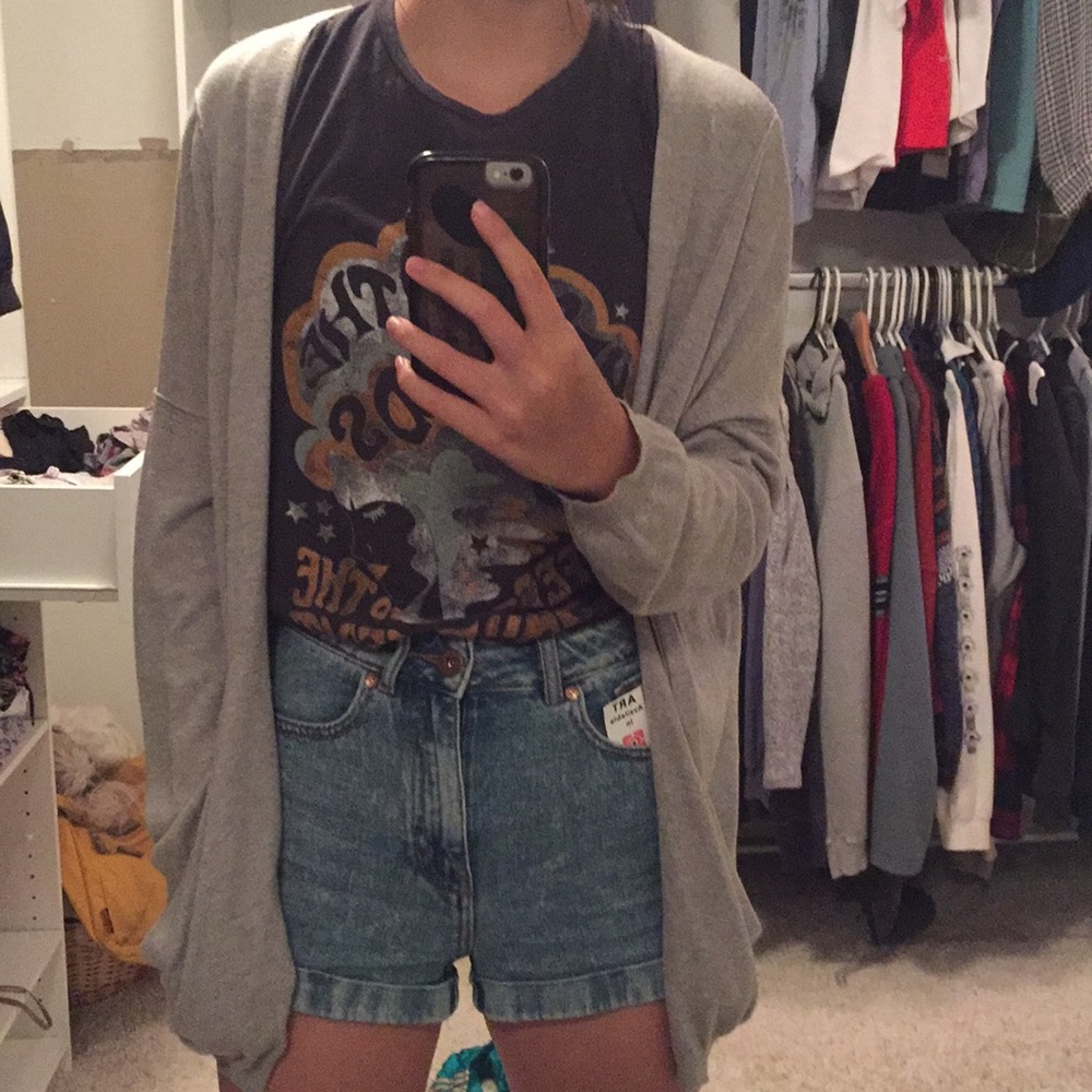 Gray Cardigan with Neon Specks